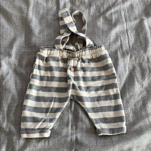 Zara striped fleece overalls